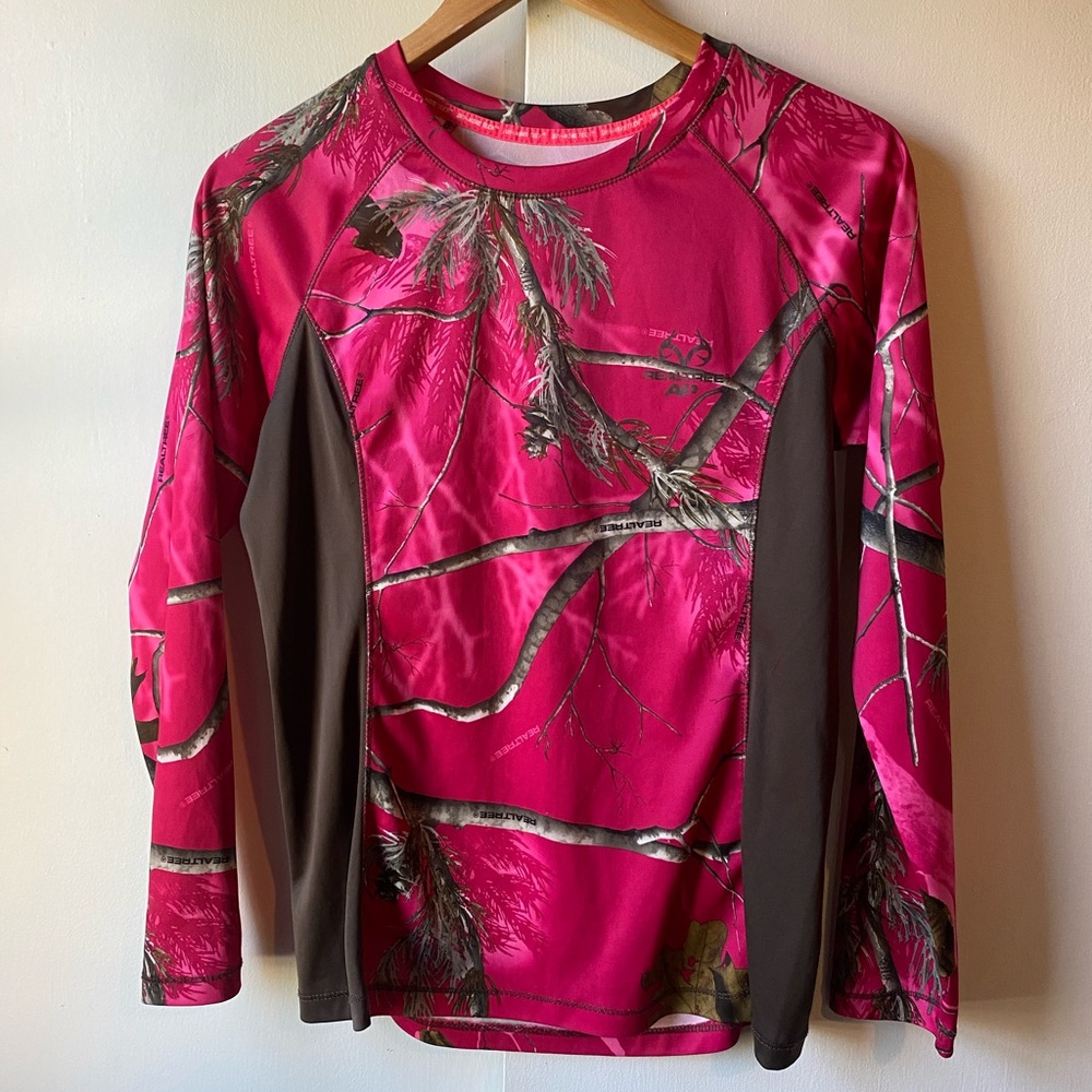 Pink Realtree Camo Brown Long Sleeve Dri More Tech Layer